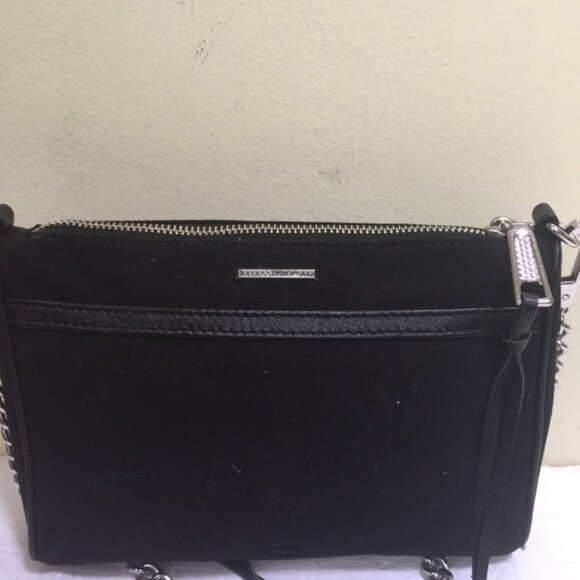 Rebecca Minkoff NEW Sequinned Mini Mac Leather Canvas Crossbody Shoulder Bag Zip - Picture 5 of 16